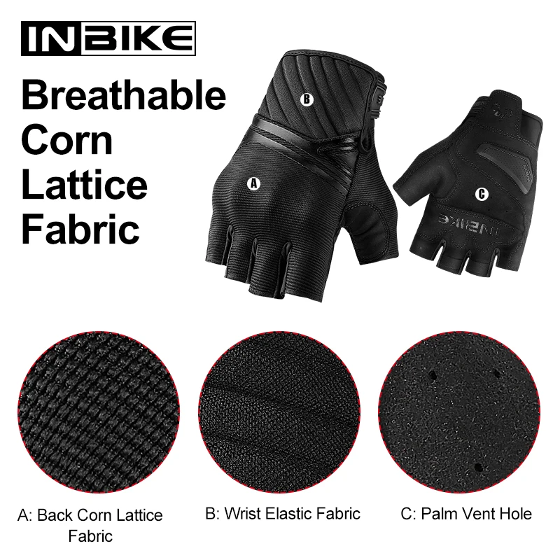 Фото INBIKE мотоциклетные перчатки мужские полупальцы с сенсорным экраном и TPR Palm Pad жесткие перчатки для суставов пальцев для мотоцикла, мотоциклиста, езды на велосипеде №3