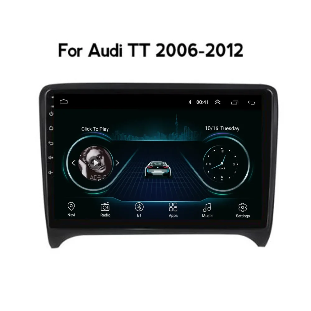 Автомагнитола на Android 13,0, мультимедийный видеоплеер с GPS для Audi TT MK2 8J 2006-2014, 2 Din, DVD, 4 Гб + 64 ГБ, SWC