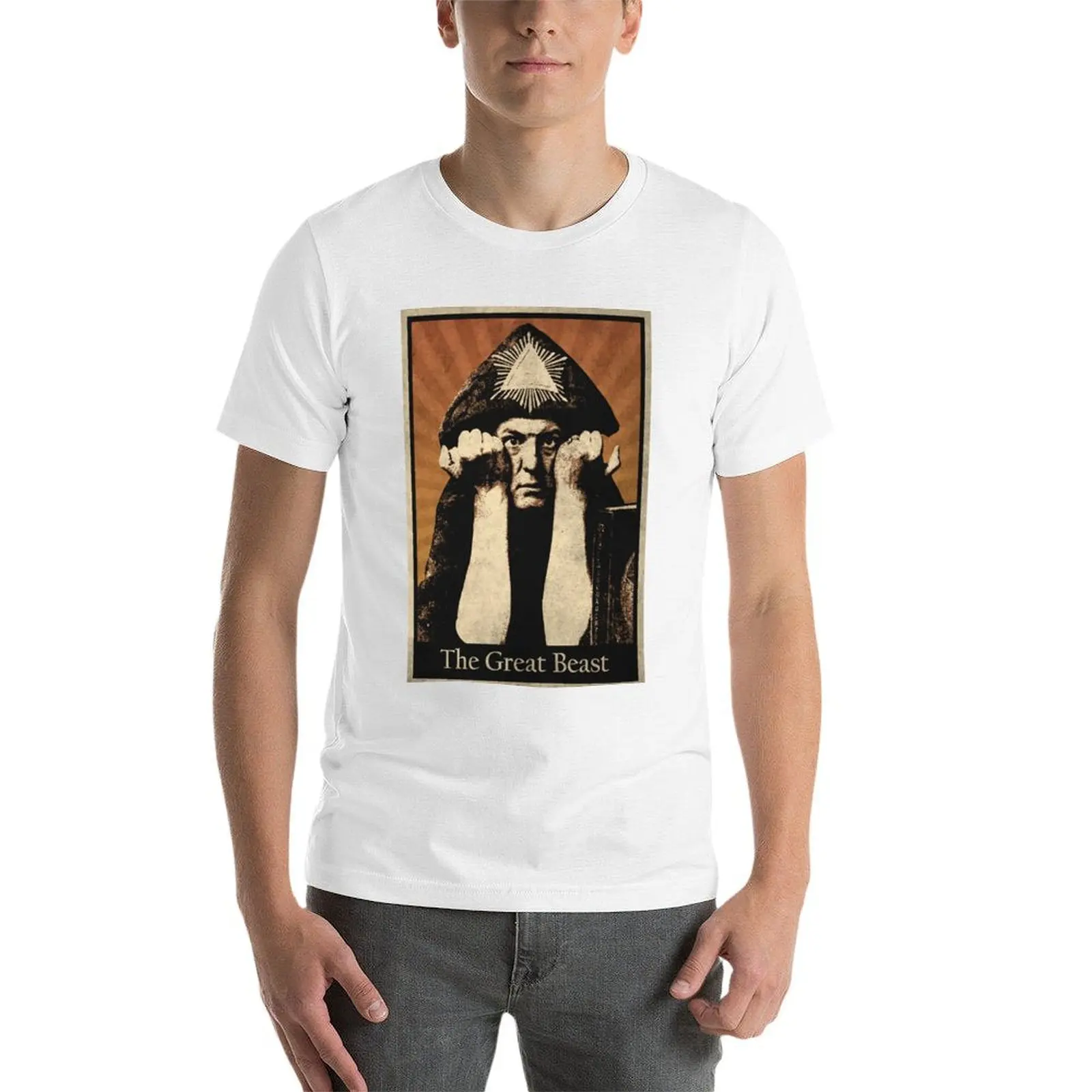 Фото Футболка Aleister Crowley The Great Beast, футболки для мужчин, комплект хлопковых футболок для мужчин, облегающая футболка №4