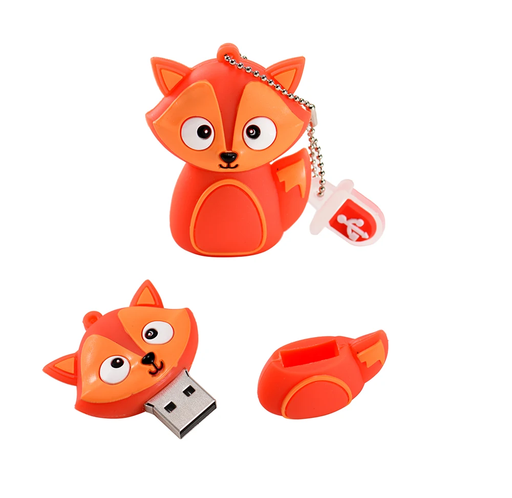 Фото Мультяшное животное, пингвин, лиса, сова, ручка, милый флэш-накопитель USB 2,0, брелок для ключей, подарки для детей, 64 ГБ, 32 ГБ №3