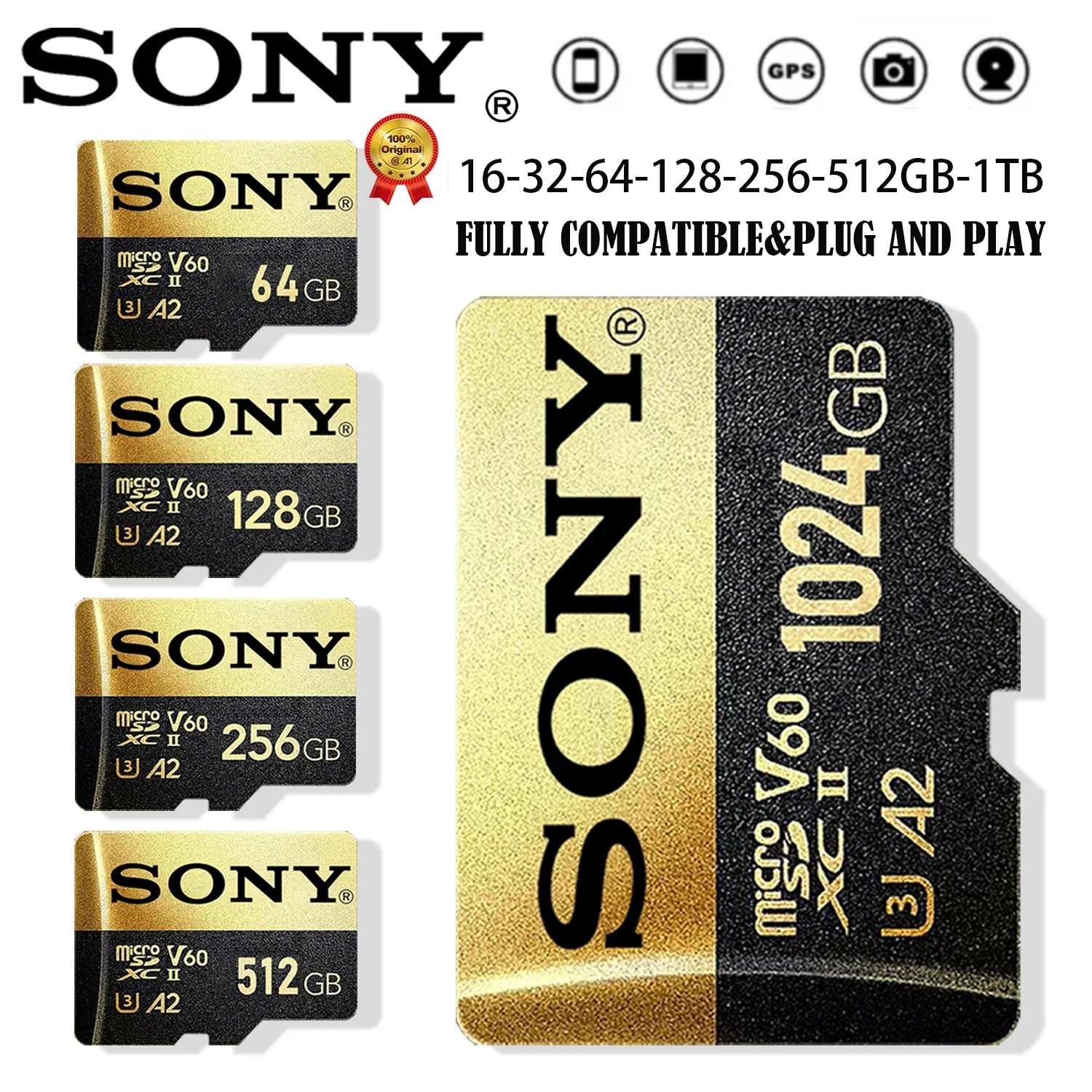 Оригинальная SONY SD-карта 128 ГБ Micro карта памяти 256 ГБ 512 ГБ 1 ТБ высокоскоростная мини SDXC флэш-карта для мобильных телефонов/камер Class10