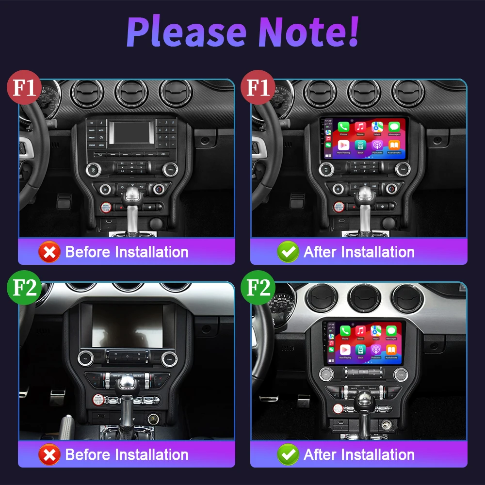 Фото Автомобильный радиоприемник Android 14 для Ford Mustang Vi S550 2014-2021 навигация мультимедийный беспроводной BT Carplay экран №2