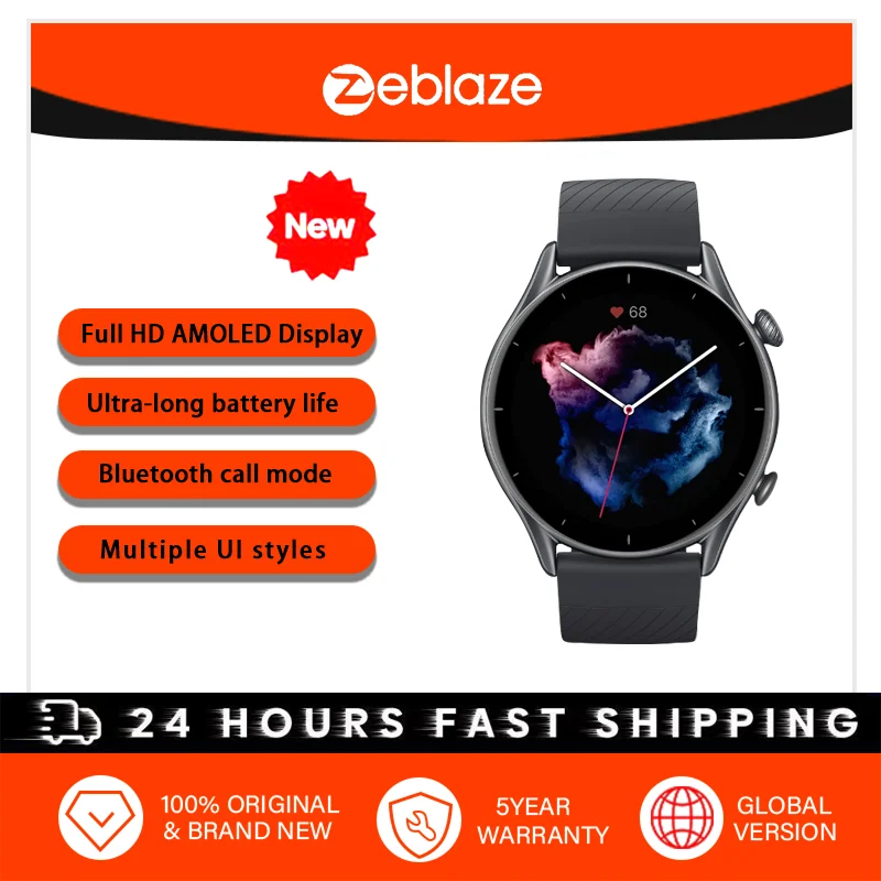 【5-летняя гарантия】Жемные часы Zeblaze Global Version 46 мм Zepp OS Alexa Встроенные GPS-умные часы Спортивные режимы