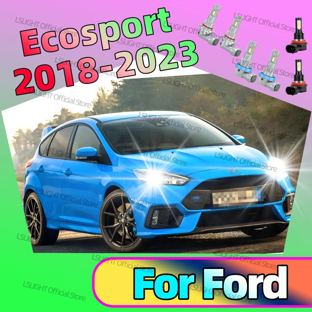 2/6x светодиодные противотуманные фары для Ford Ecosport 2018-2023 2019 2020 2021 2022 лампы дальнего ближнего света 6000K комплект для переоборудования противотуманных фар