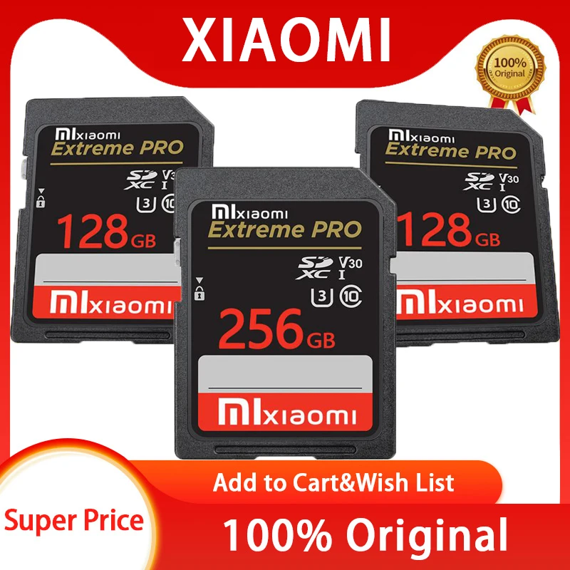 Оригинальная карта памяти Xiaomi Extreme pro, SD-карта объемом 64 ГБ, 128 ГБ, 256 ГБ, 512 ГБ, SD UHS-I U3 V30, флэш-карта для камеры, новейшие карты памяти