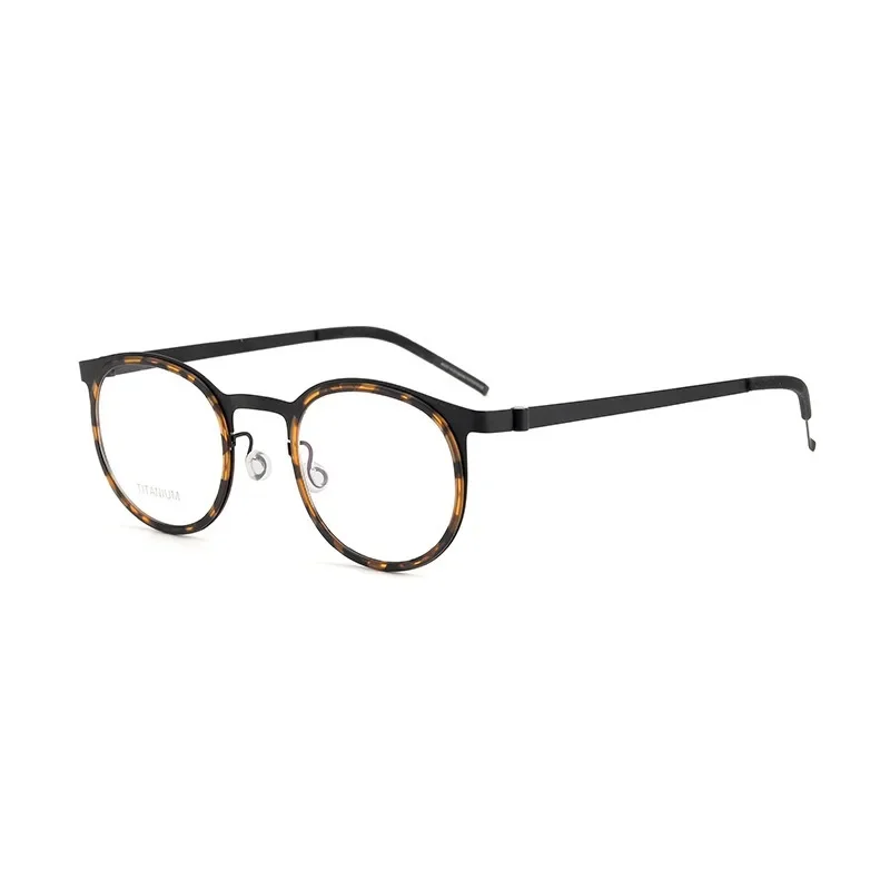 Фото Light Titanium Retro Round Frame Screw-free Men's and Women's Myopia Glasses Custom Prescription Lens Reading Anti-blue Light. №4