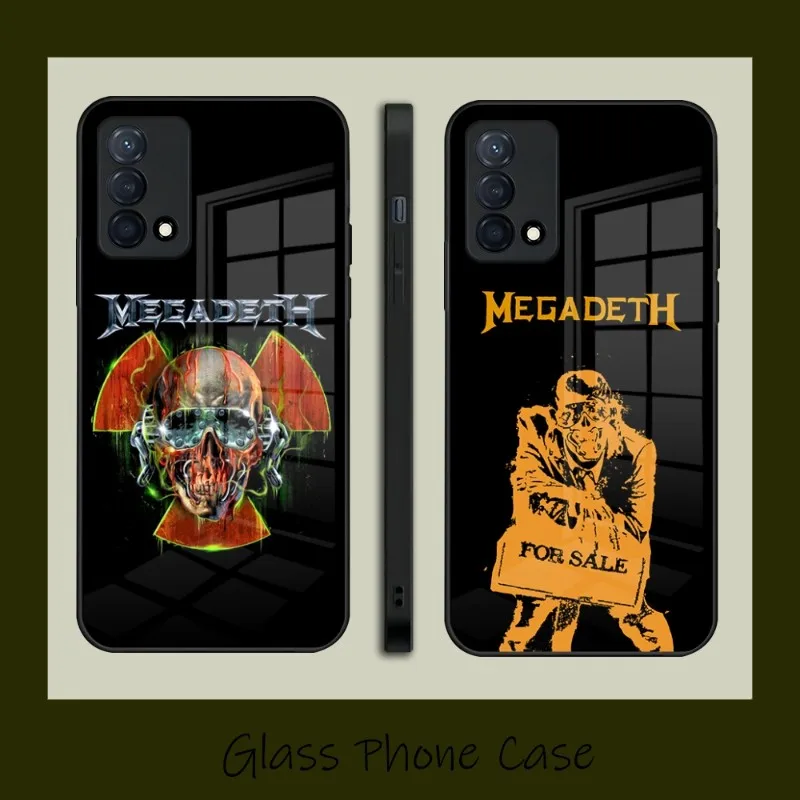 M-Megadeth Logo Skull Metal Чехол для Телефона Glass для OPPO FindX3 X3Pro X5Pro K7 K9 Reno 6 6Z 7SE 4 5F A54 A53 A92S A93S A95 Coque