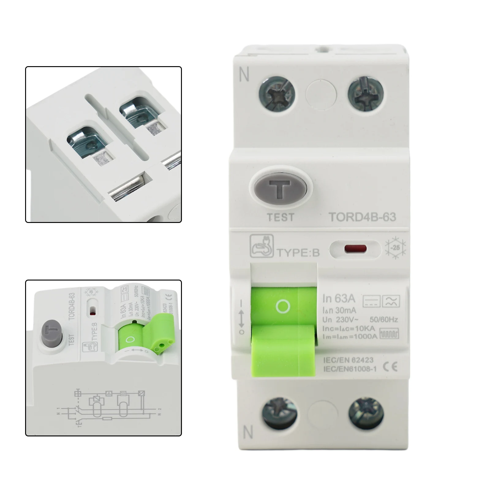Фото Автоматический выключатель повышенной безопасности типа B RCD DC Electric 2P 63A 30mA Надежная защита для вашей электросистемы №4
