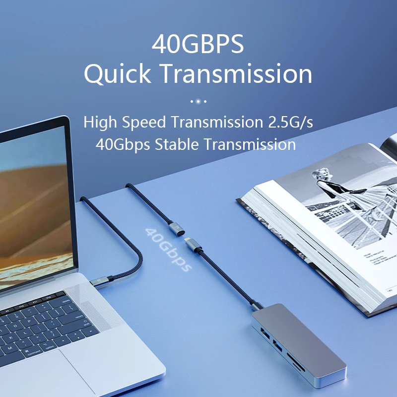Фото Новинка 2022, кабель для быстрой зарядки USB 4,0 и Type C, 100 Вт, передача данных 40 Гбит/с, аудиокабель Trans 8K для ноутбука Vivo MI №2