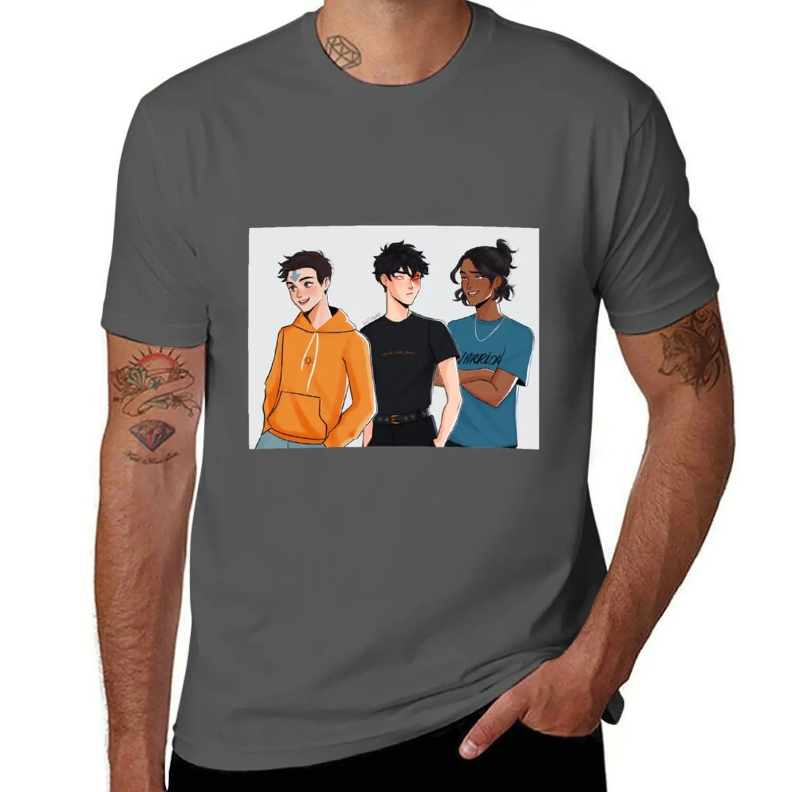 Футболка MODERN AANG, ZUKO AND SOKKA, хлопковые футболки, мужская футболка высокого качества, мужские футболки из тяжелого хлопка для мужчин, повседневная футболка