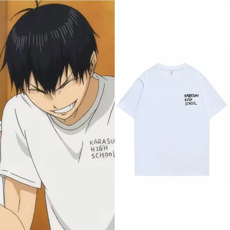 Футболка с рисунком Аниме Haikyuu Tobio Kageyama, новинка, футболки для старшей школы Karasuno с буквенным логотипом, мужская и женская мода, футболка уличная одежда