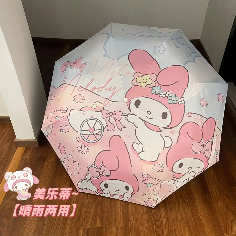 Kawaii My Melody, милый полностью автоматический зонт, солнечный дождь, двойного назначения, мультяшный зонтик Hello Kitty, защита от солнца, складной зонт Аксессуары для детей