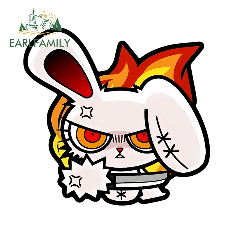 EARLFAMILY 13 см × 12,4 см кровавый кролик тема автомобильные наклейки очаровательный сердитый мультяшный кролик Tuya наклейки виниловые зеркала заднего вида декор