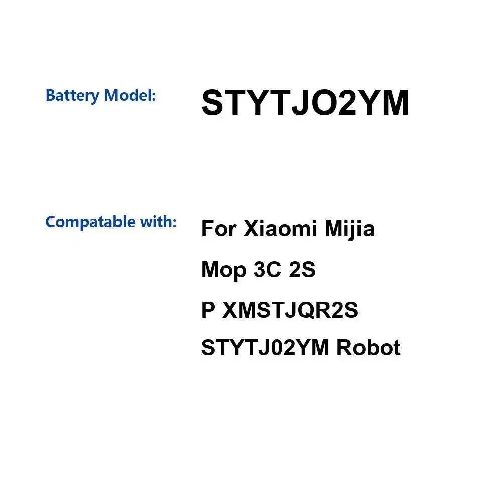 Стабильный аккумулятор робота-уборщик STYTJO2YM 3200 мАч для Xiaomi Mijia Mop 3C 2S P XMSTJQR2S STYTJ02YM, высокая совместимость