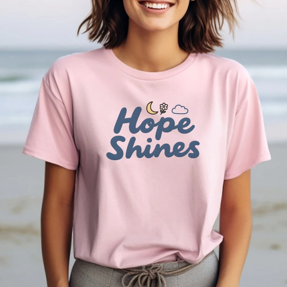 Hope Shines с буквенным принтом и рисунком Y2K, женская одежда, хлопковая повседневная футболка с круглым вырезом, футболки с графическим рисунком, уличная одежда, цветной фу (art.: 3920d042d38a2) - 3920d042d38a2