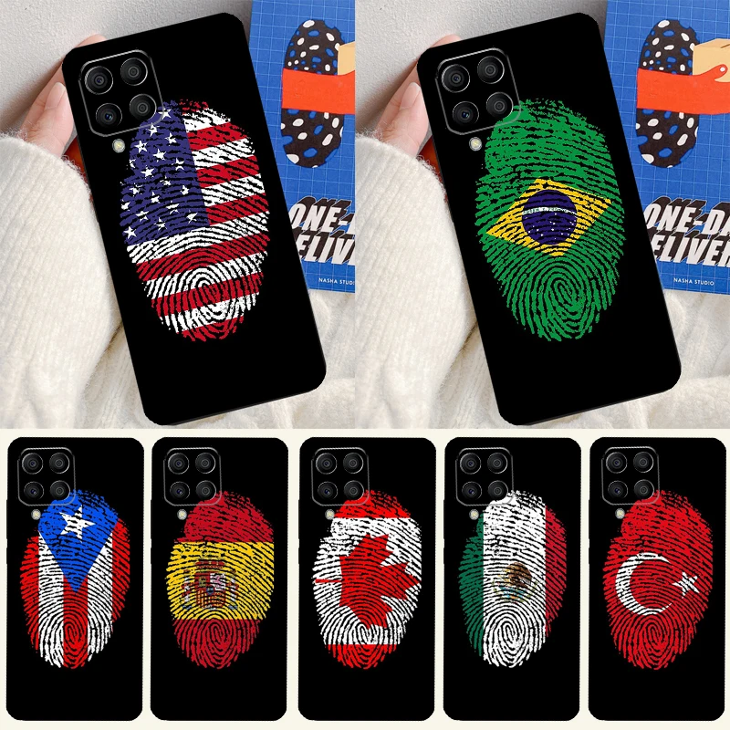 Отпечаток пальца национального флага для Samsung Galaxy M15 M55 M33 M13 M23 M53 M31 M51 M14 M34 M54 M20 M30s M52 M32 Чехол для телефона
