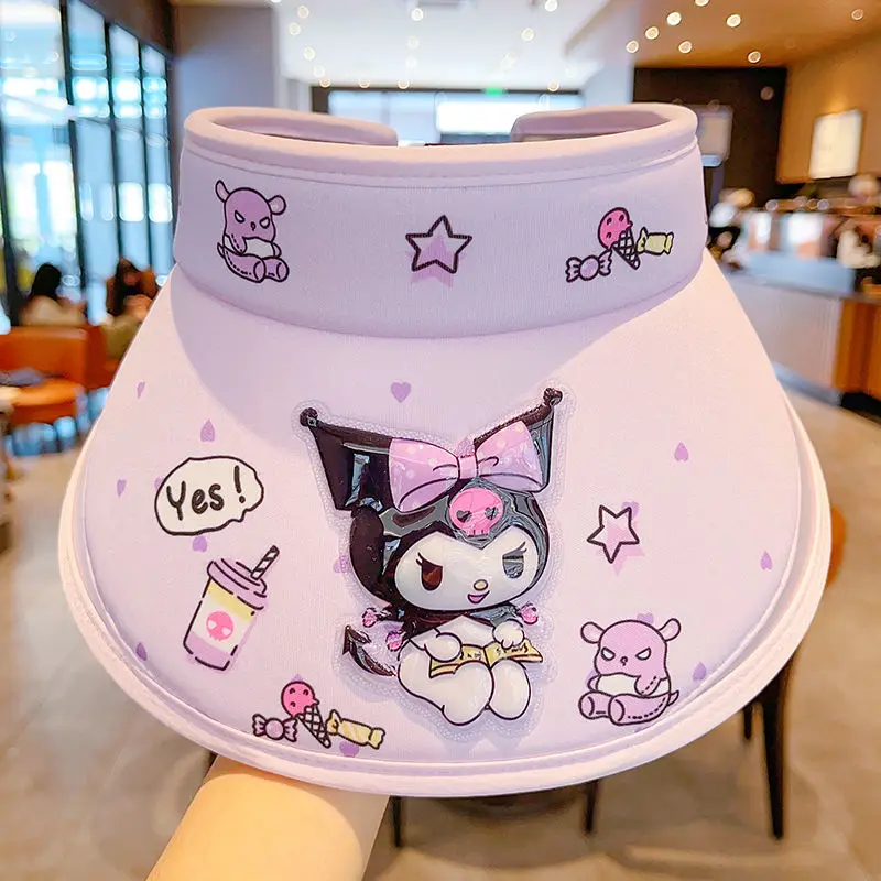 Фото Кавайная аниме Sanrio Kuromi Cinnamoroll детская Солнцезащитная шапка Милая мультяшная My Melody Pompompurin анти-УФ Солнцезащитная шапка детские подарки №3
