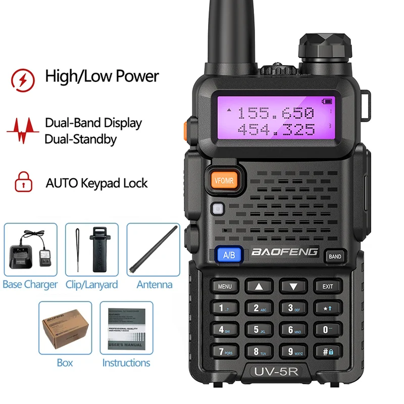 Фото Baofeng UV 5R 8W Walkie Talkie двухдиапазонная УКВ УВЧ портативная FM-любительская 1800 мАч UV5R двусторонняя радиолюбительская радиостанция для восхождения №2