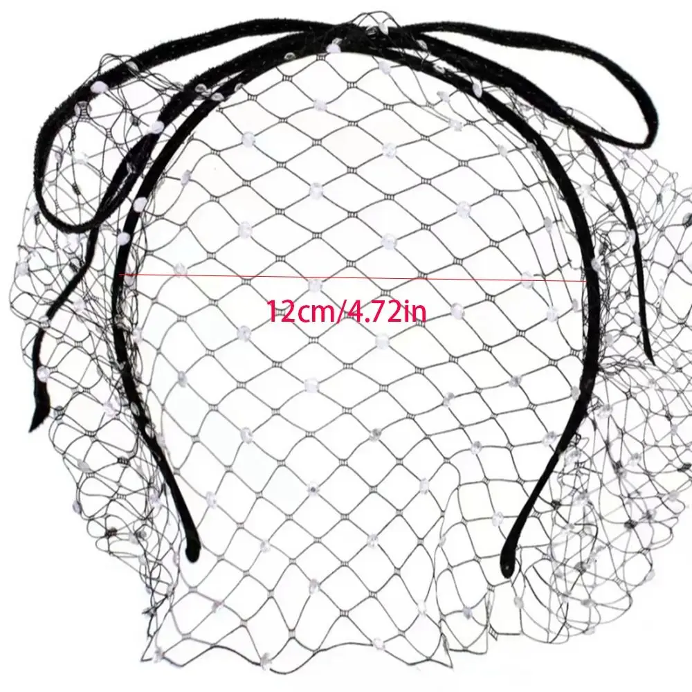 Fashion Black Mesh Bow Headband Cloth Princess Bride Veil Hair Hoop Face Wash Bowknot Rhinestone Headband Female (art.: 3920cc2c07e04) - 3920cc2c07e04
