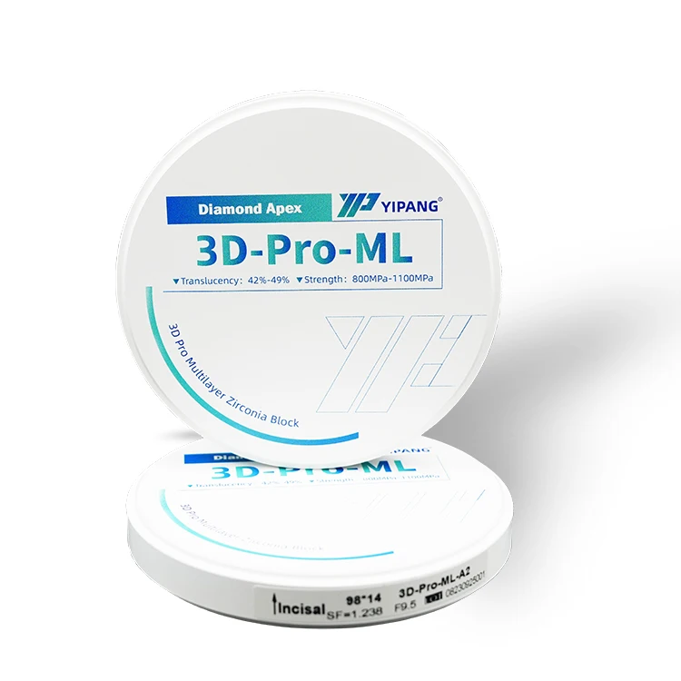 Многослойный 3D циркониевый блок Циркониевый блок для передней задней короны Ультрапрозрачный CAD CAM
