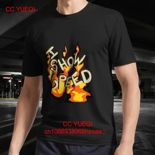 Футболка с забавным логотипом fire ishowspeed, Американская футболка с логотипом