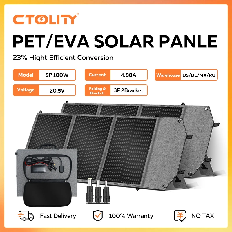 CTOLITY SP100x2 200 Вт солнечная панель портативная складная сумка 23% эффективность USB Type-C для электростанции 12 В-20,5 В Lifepo4 батарея 2025 Аксессуары и запчасти