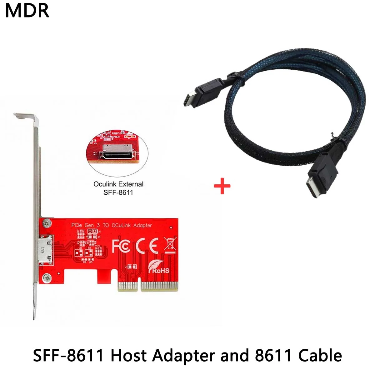 PCI-E 3.0 Express 4.0 4i для внешнего хост-адаптера Oculink SFF-8612 SFF-8611 и кабеля OCuLink PCIe PCI-Express SFF-8611 4i (art.: 3920c9bb346b0) - 3920c9bb346b0