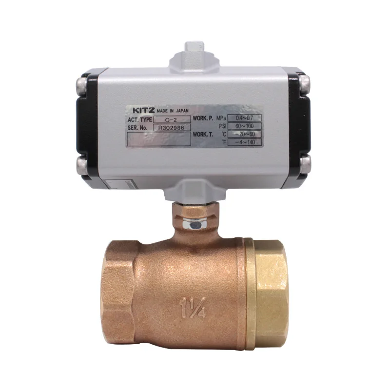 Шаровой кран C-TE Penumatic Control C-1 PN10 10K БРОНЗОВЫЙ ШАРИКОВЫЙ КЛАПАН С ГРРОНОВАННЫМИ КОНЦАМИ С ПНЕВМАТИЧЕСКИМ ПРИВОДЕМ для воды DN10-50