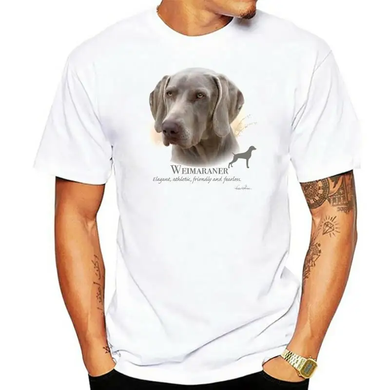 Модная хлопковая футболка Модная футболка с собакой Weimaraner