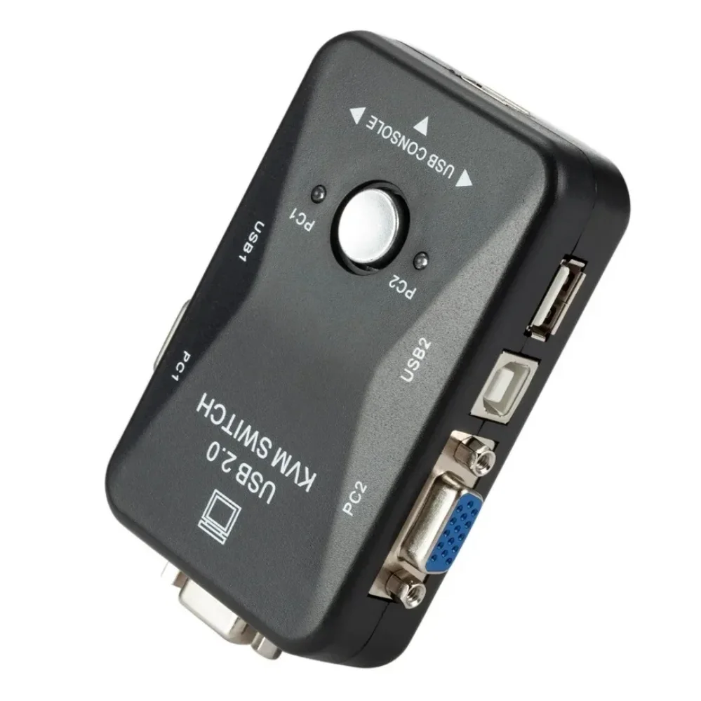 Фото USB 2.0 KVM-переключатель 1920*1440 VGA SVGA-переключатель-сплиттер 2-портовый с двумя кабелями для клавиатуры, мыши, монитора компьютера №2