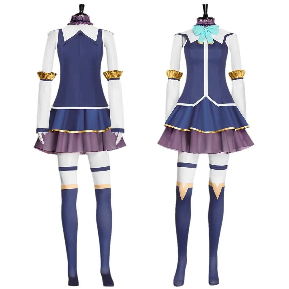 Аква Косплей Аниме Kono Subarashi Sekai Костюм Синий JK Униформа Konosuba Юбка для Хэллоуина с верхними рукавами Комплект чулок (art.: 3920cbe388e09) - 3920cbe388e09