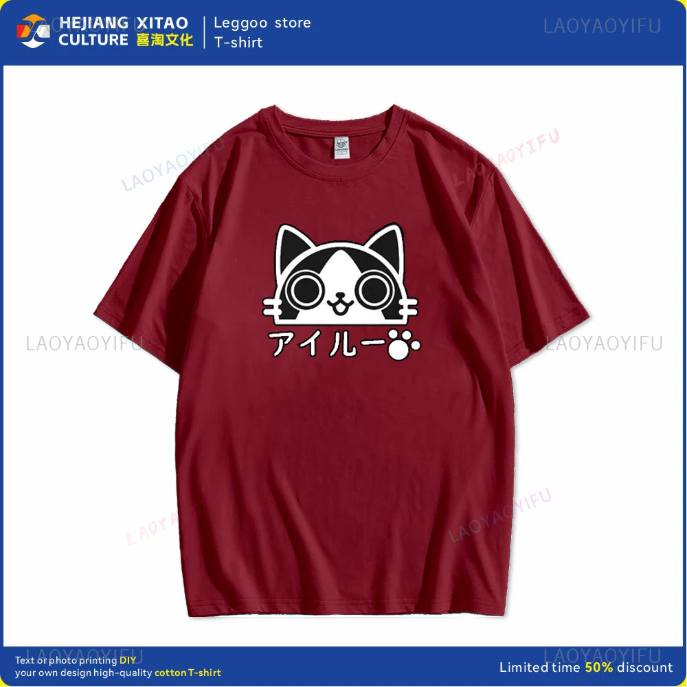 Фото Повседневная футболка Monster Meow, хлопковая футболка с короткими рукавами, повседневная уличная одежда для мужчин и женщин №4