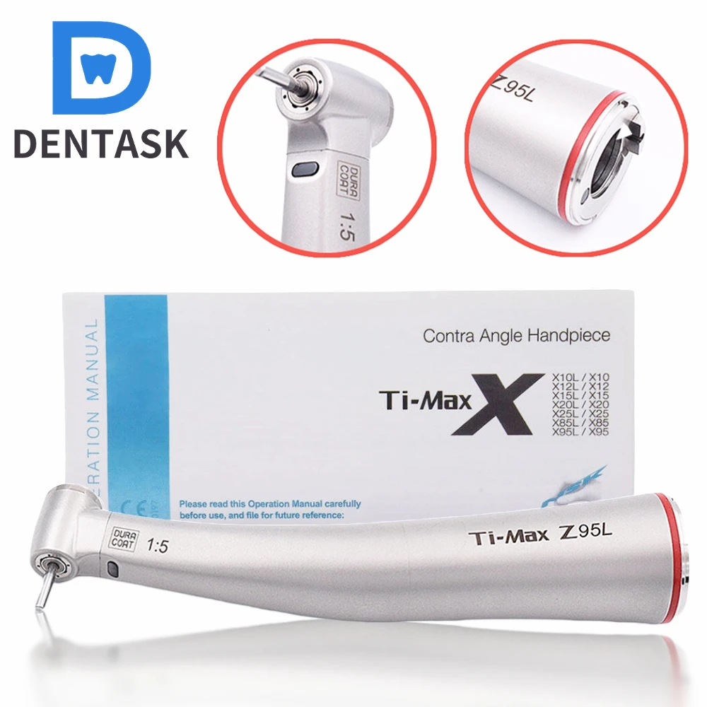 Высокоскоростной стоматологический наконечник DENTASK X95/X95L, воздушная турбина с красным кольцом и внутренним распылителем воды, увеличение 1:5