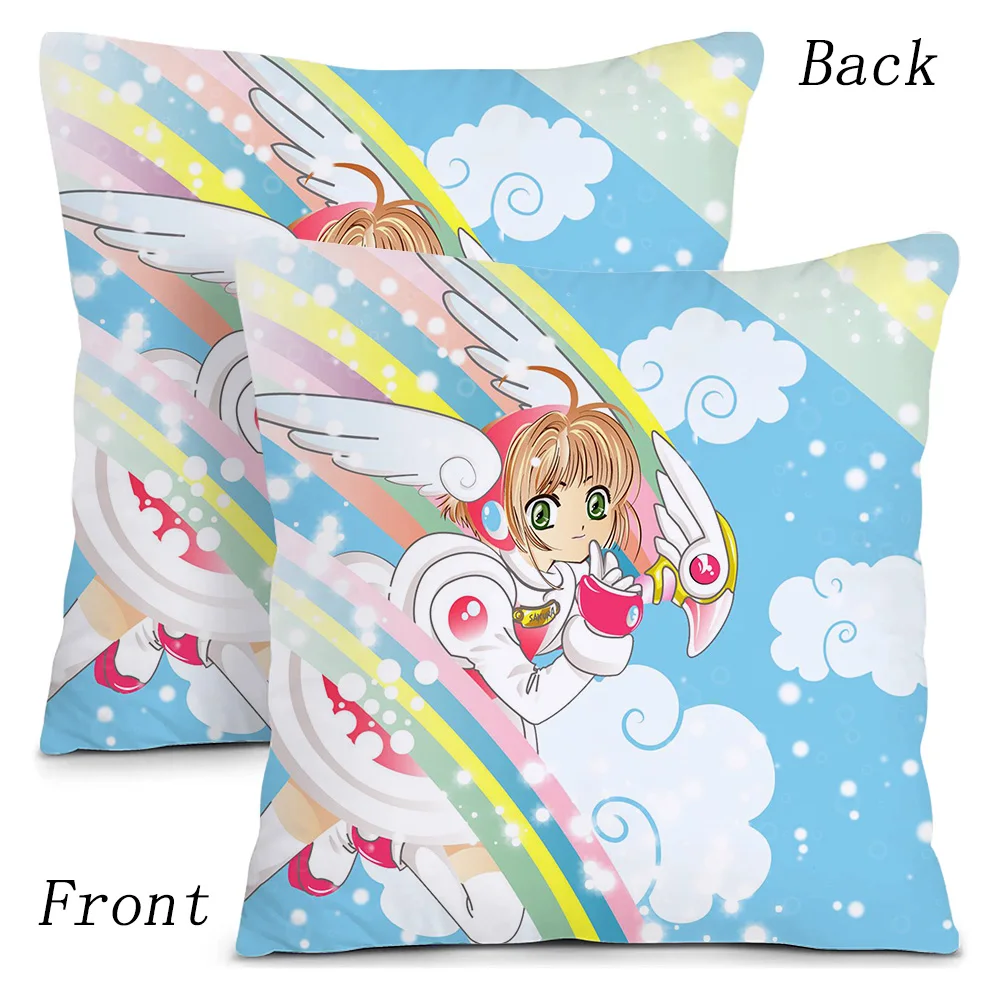 Фото kawaii Card Captor Pillow Covers Cartoon Sofa Decorative Home Double-sided Printing Short Plush Cute Cushion Cover №4