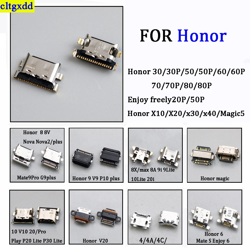 Cltgxdd 5 шт. USB разъем для зарядного порта базовый разъем подходит для Honor 4/4A/4C/6/8/8x/8V/9/9pro/G9plus/10/10V задний разъем