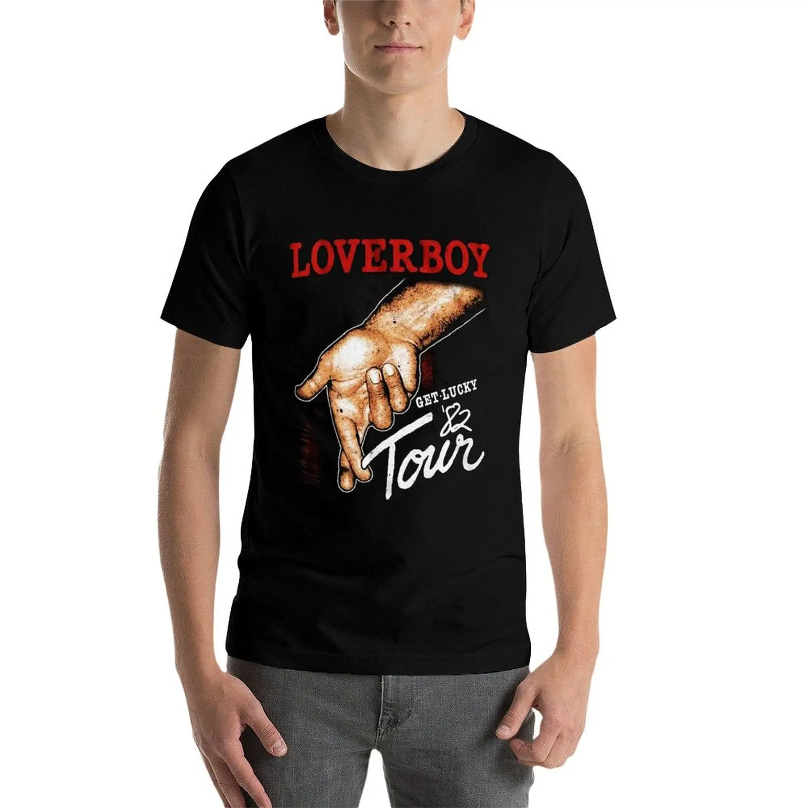Фото Лучшая футболка Epic Loverboy Get-Lucky and Tour, футболка с надписью «тяжеловесы», футболки с аниме, мужские футболки с рисунком аниме №3