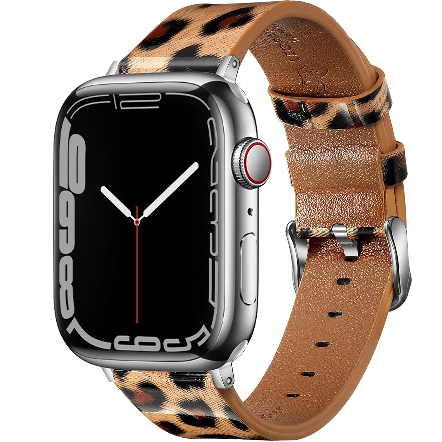 Ремешок для Apple Watch Band 44 мм 40 мм 45 мм 41 мм 49 мм 42 мм 38 мм 44 45 мм, Леопардовый кожаный браслет для женских часов iwatch series 7 se 3 4 5 6 8