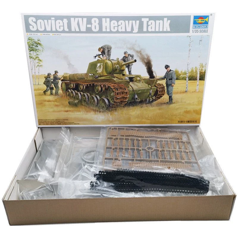 Trumpeter 01565, масштаб 1:35, советский KV8 KV-8, тяжелый танк, пластиковая сборная модель, комплект, военная игрушка для моделирования зданий