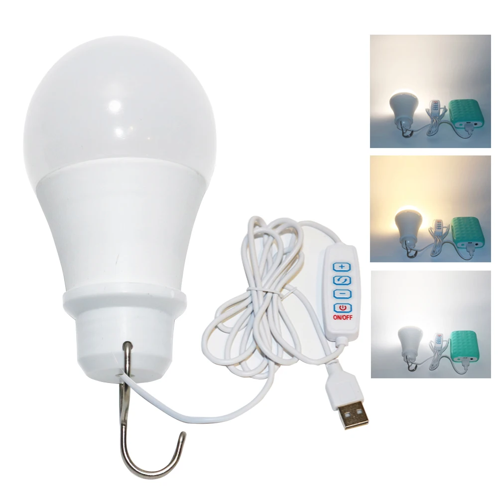 Usb-лампа для кемпинга, 3 цвета, с регулируемой яркостью