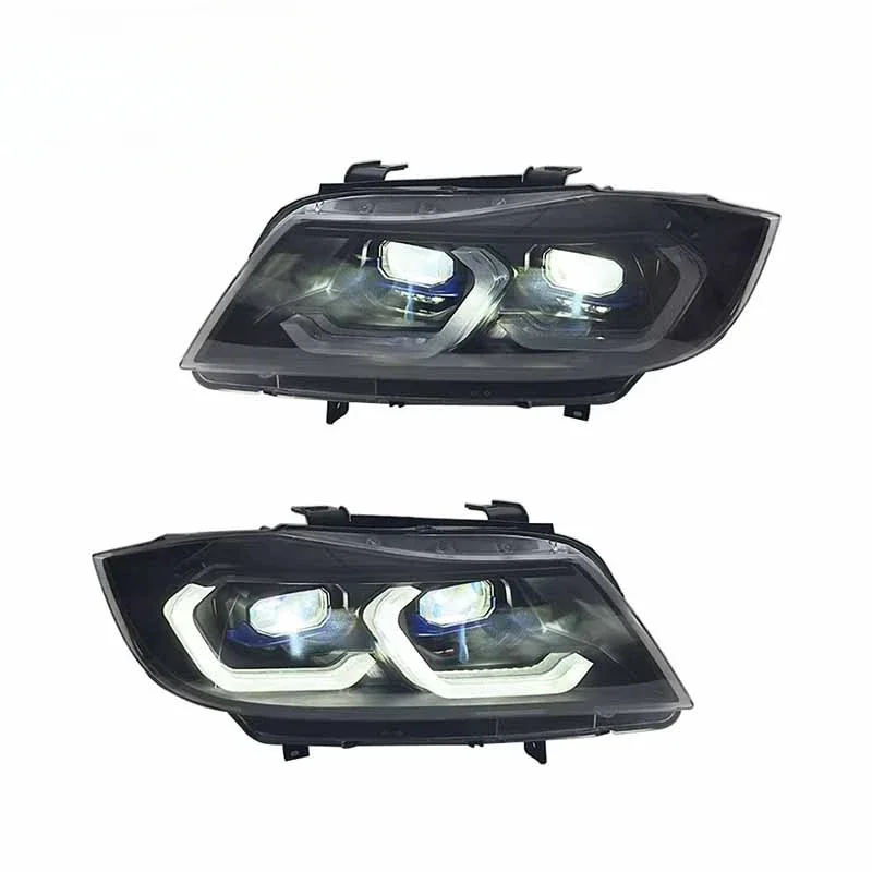 Автозапчасти, светодиодная фара с двумя линзами для BMW 3 серии E90 2005-2012, обновленная модифицированная фара с ангельскими глазами