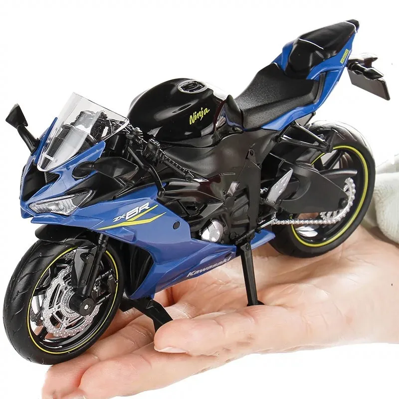Фото Коллекция 1/12 Kawasaki Ninja ZX-6R гоночный мотоцикл для пересеченной местности игрушечный город литая модель супер Спортивная миниатюрная коллекция подарок для мальчиков и детей №3