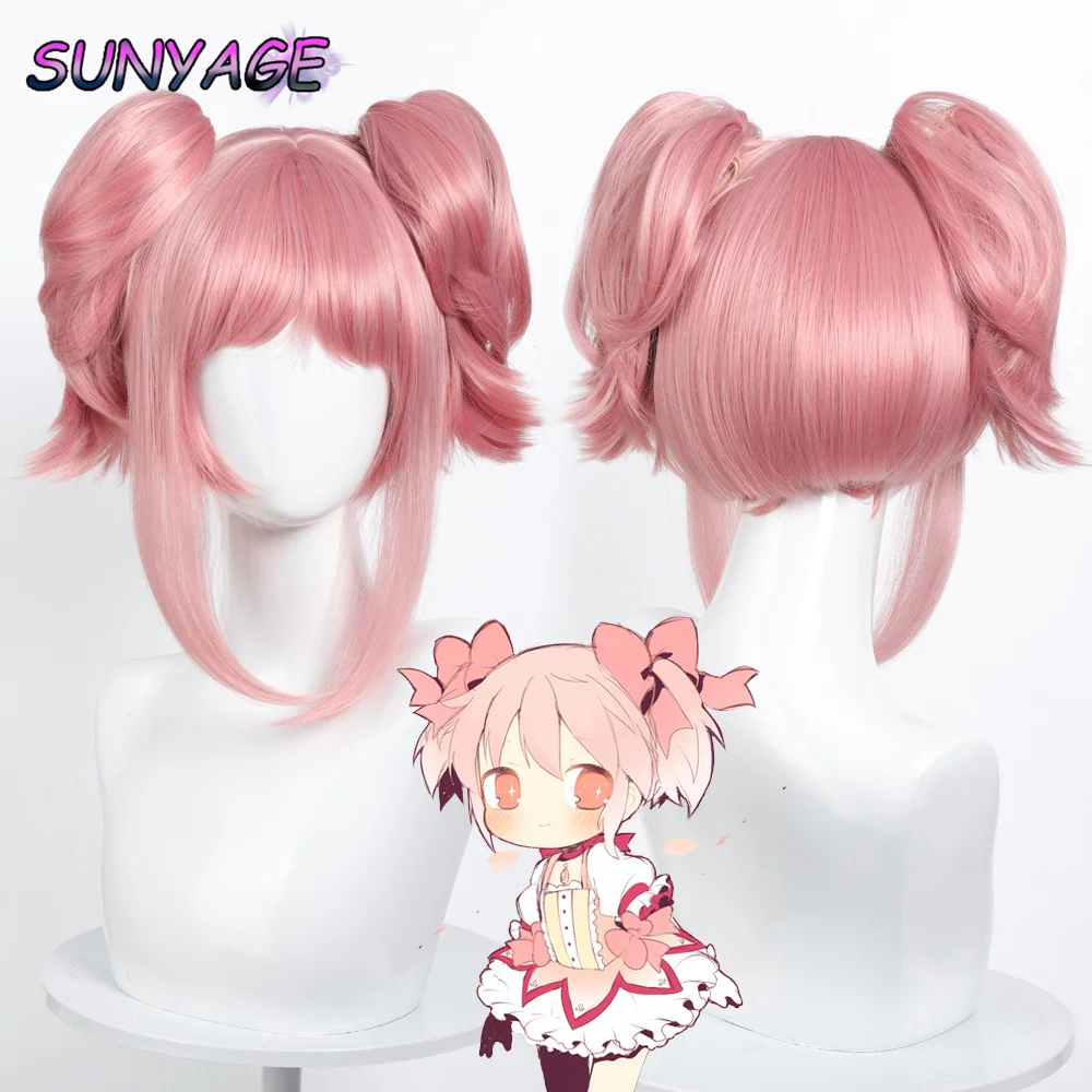 Фото SUNYAGE Puella Magi Madoka Magica Madoka Kaname Косплей Парик Розовый Pendek 2 Klip Ekor Kuda Sintetis Tahan Panas Парик для волос №3