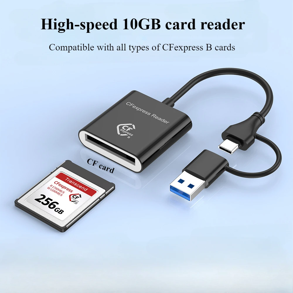 Фото Портативный кард-ридер CFexpress Type B, адаптер USB3.2 Gen2 10 Гбит/с, тип A-C, устройство чтения карт CF Express B для Windows XP MAC OS для зеркальных фотокамер №4