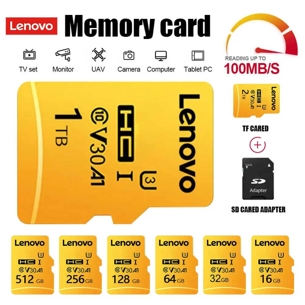 Lenovo карта памяти, класс 10, 16 ГБ, 32 ГБ, 64 ГБ, 128 ГБ