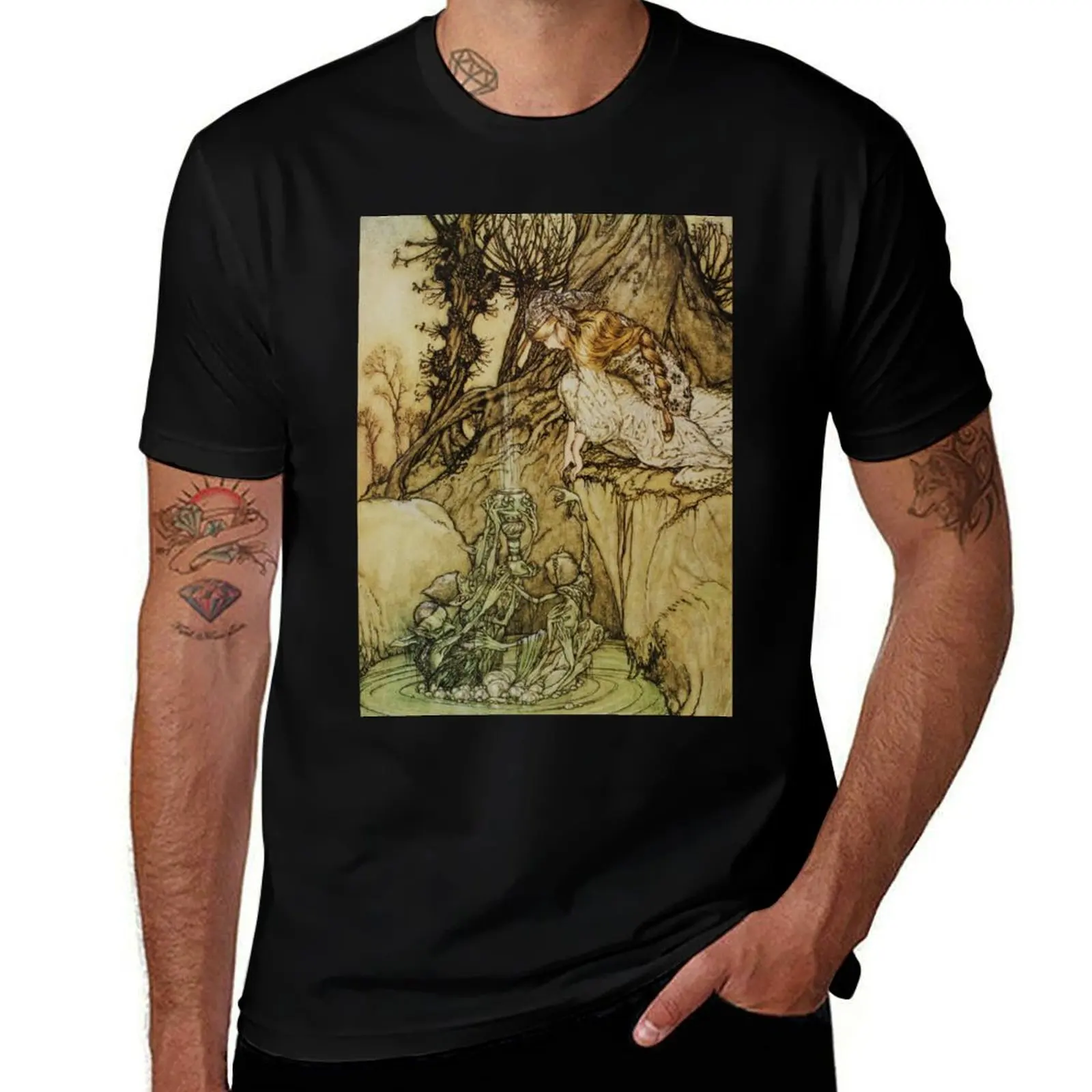 The Magic Cup - футболка Arthur Rackham, мужская одежда, уличная одежда, таможенный дизайн, ваша собственная мужская одежда