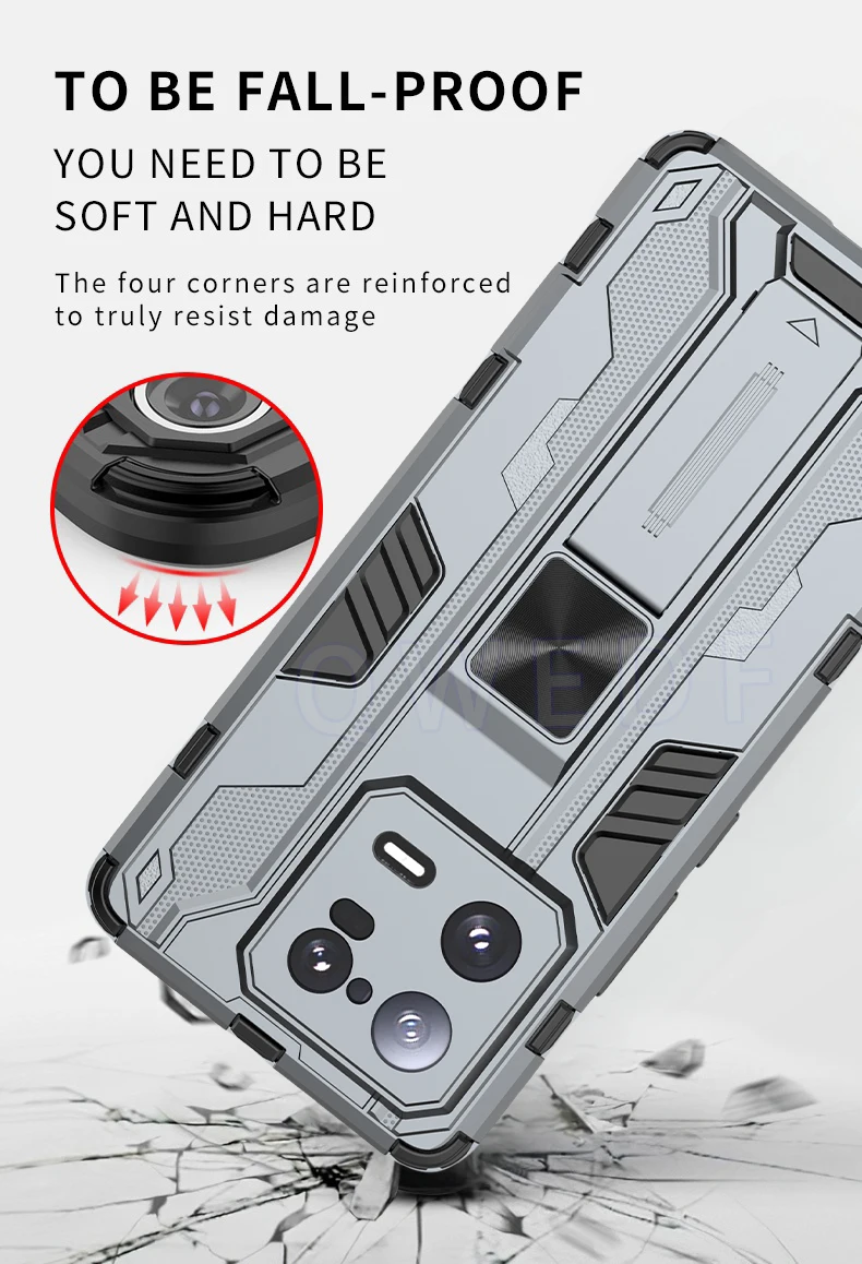 Фото Чехол для xiao mi 13 pro, армированный защитный чехол для камеры, чехол для телефона xiao mi 13, mi113, mi 13 pro, xiaomi13, автомобильный магнитный держатель, задняя крышка №3