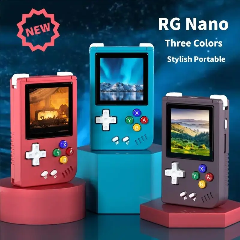 ANBERNIC RG NANO Pocket портативные игровые мини-плееры металлический корпус 1,54 дюймов IPS экран Linux 1050 мАч аккумулятор портативные игровые плееры