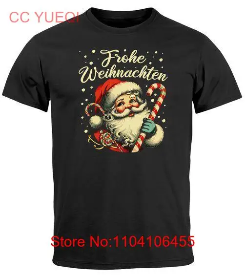 Mens T-Shirt Merry Christmas Santa Claus Print XMAS Print Shirt Outfit