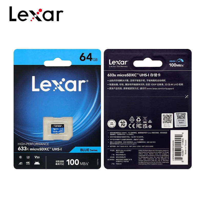 Оригинальная карта памяти Lexar TF633x MicroSDHC 32 Гб MicroSDXC 64 Гб 128 ГБ 256 ГБ V30 A1 C10 карта флэш-памяти карта памяти 512 ГБ TF Карта (art.: 3920c58fbe1df) - 3920c58fbe1df