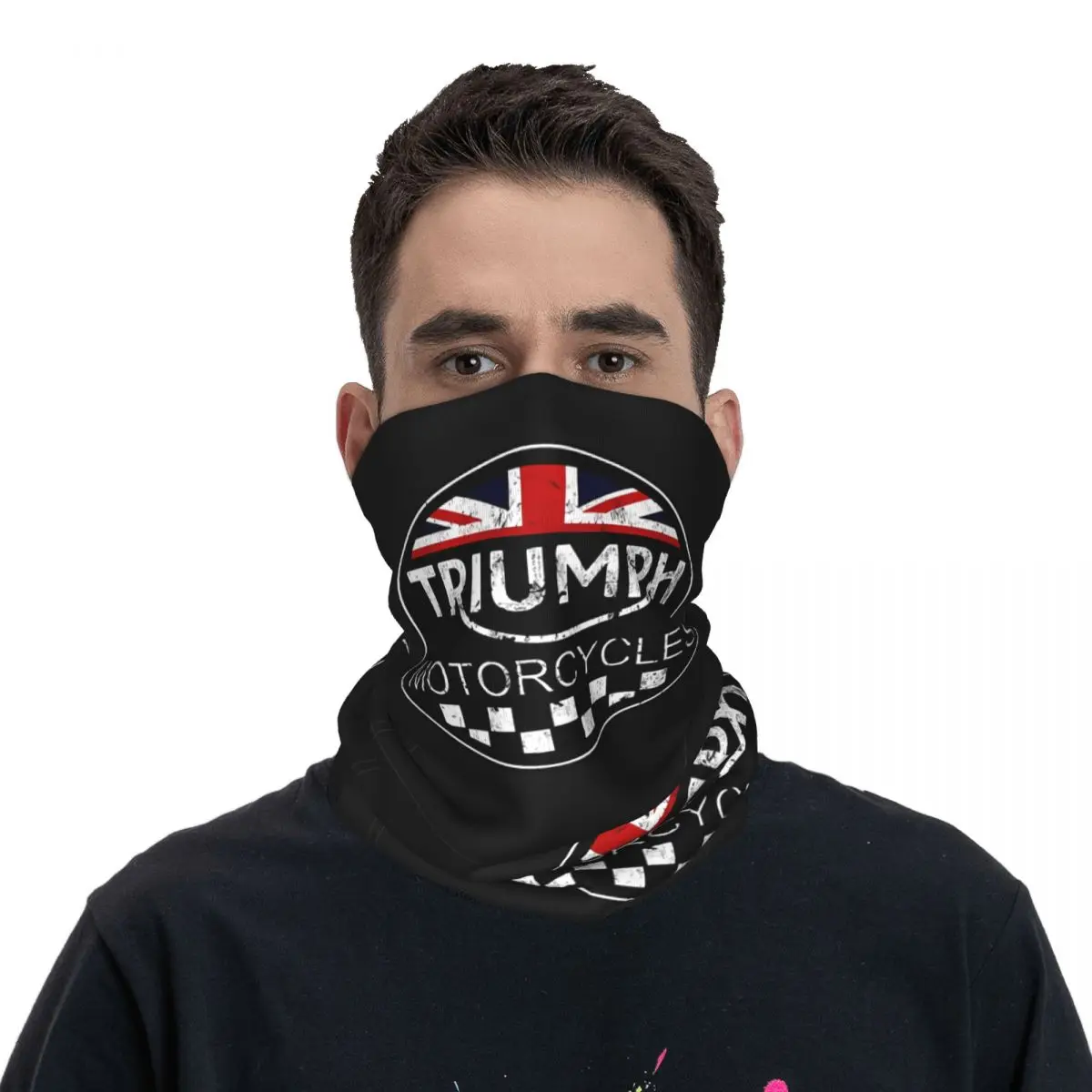 Фото Мотоциклетная бандана Triumph, шейный чехол с принтом, мотоциклетный клубный шарф для лица, походный унисекс, для взрослых, моющийся №5